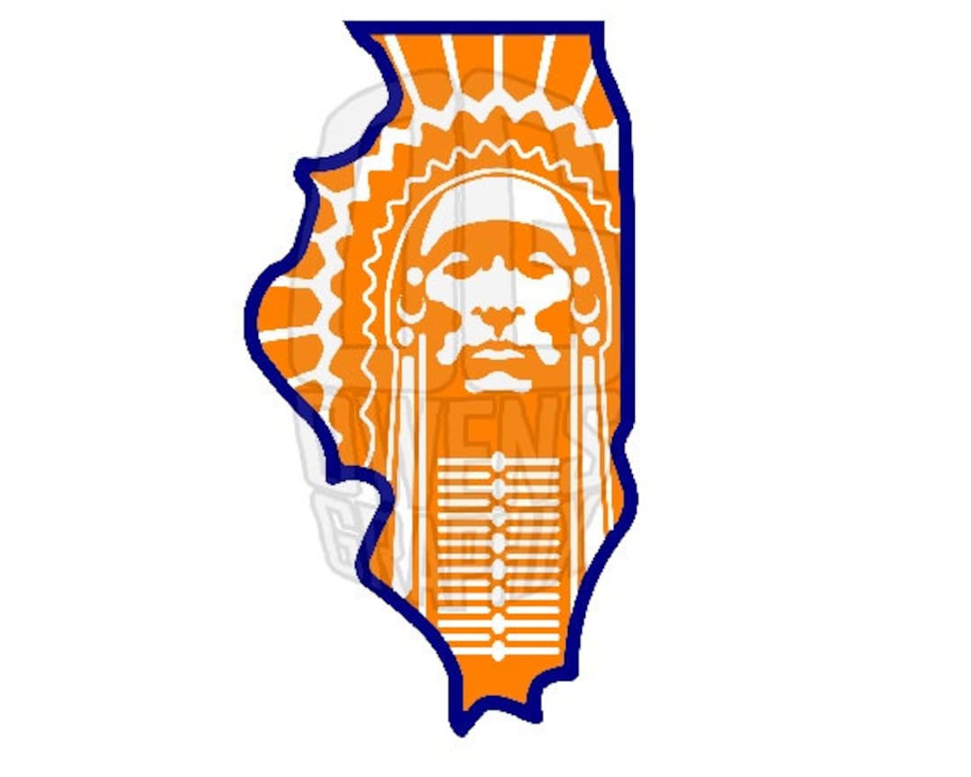 Illinois Fighting Illini Chief Illiniwek 4.5x4.5 in Metallic Decal