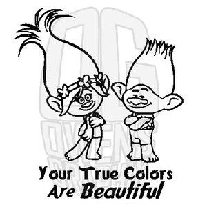 Trolls Your True Colors Are Beautiful SVG DXF PDF jpg png, svg, digitale Datei, Prinzessin Poppy, Zweig, Film, bereit zum Schneiden, Cricut bereit