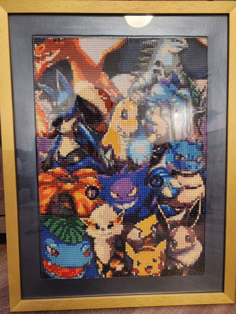 Finished Diamond Art Framed 12x16 Pokemon Wall Hanging Etsy