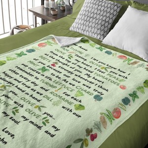 Manta con carta de amor personalizada para jardinero, vegetariano, día de la madre, día de San Valentín, manta de felpa de terciopelo, regalo de San Valentín, abuela