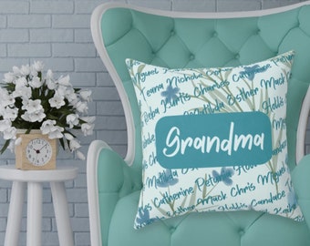 Personalized Grandma Gift Pillow - Grandkids Names, Garden Pillow, Mother's Day Gift, Gift for Grandma, Gift for Mom, Grandparent Gift