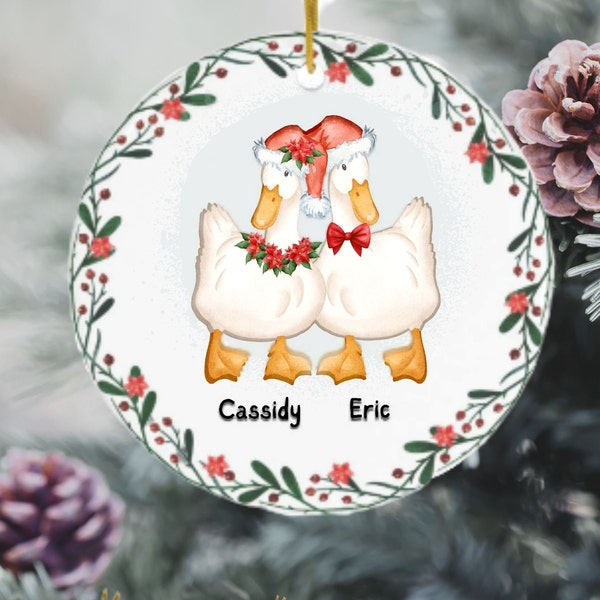 Personalized Duck Couple Ornament - Gift for Her, Gift for Him, Gift for Couple Christmas Ornaments