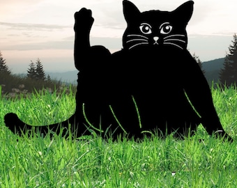Funny Cat Garden Art – Metal Yard & Fence Decor