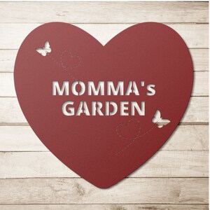 Custom Metal Heart Sign | Momma&#39;s Garden Metal Sign | Gift for Mom | Garden Decor | Personalized Sign |Butterfly |Heart Shape