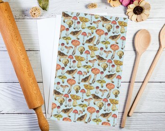 Mushroom Kitchen Towel Vintage - Gift for Gardener, Vegetarian, Cook, Healthy, Mushroom Lover, Cottagecore, Farmhouse,  Dishcloth, Tea Towel