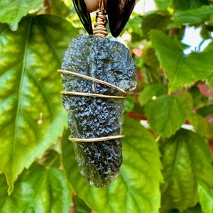 Moldavite Pendant 7.57g Wire Wrapped in Brass