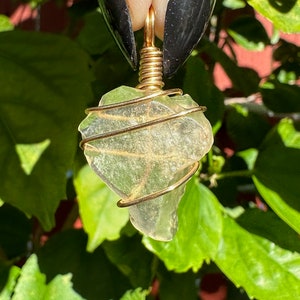 Libyan Desert Glass Pendant 3.03g Wire Wrapped in Brass
