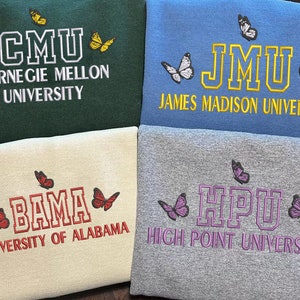 Custom University EMBROIDERED Sweatshirt, Varsity Embroidered Sweatshirt, University Sweater, College Logo Sweater, Custom Graduation Gift