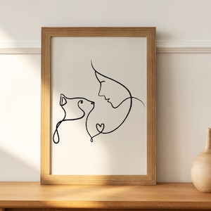 Cat Line Art, Printable Wall Art, Cat Lover Gift, Line Drawing, Pet Portrait, Cat Mom Gift,  Cat Lover Home Decor, Digital Drawing Cat