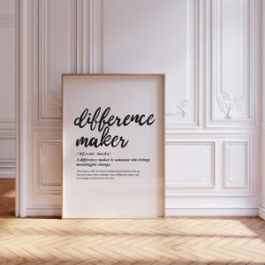 Verschil maakt definitieafdruk • Inspirerend citaat • Kantoordecor • Stedelijk woordenboek • Woordenboekposter • Woorddefinitieposter