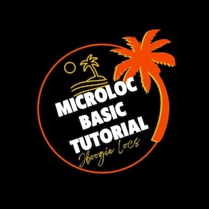 Può includere: Un logo circolare con una palma arancione e un sole giallo. Il testo "Microloc Basic Tutorial" è scritto in lettere bianche con un contorno giallo. Il testo "Jboogie Loes" è scritto in lettere corsive bianche con un contorno giallo.