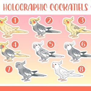 Cockatiel Holographic Stickers | Bird Sticker