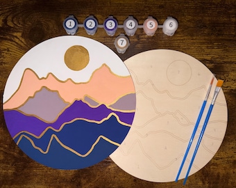 Lavender Haze Wood Paint by Number Kit: Mountain Decor DIY Craft