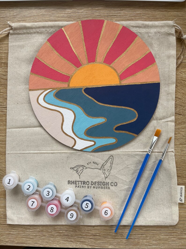 BEACH POP ART Wood Stained Glass Paint by Number Kit Diy Etsy