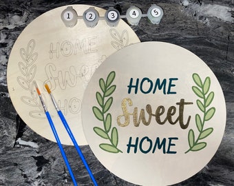Home Sweet Home Wood Paint by Number Kit: DIY Wall Art
