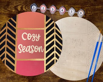 Cozy Season Wood Paint by Number Kit: Fall DIY Craft