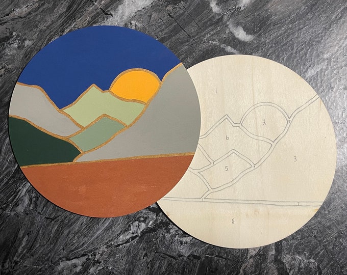 MOUNTAIN RANGE Wood Stained Glass Paint by Number Kit Kit Etsy