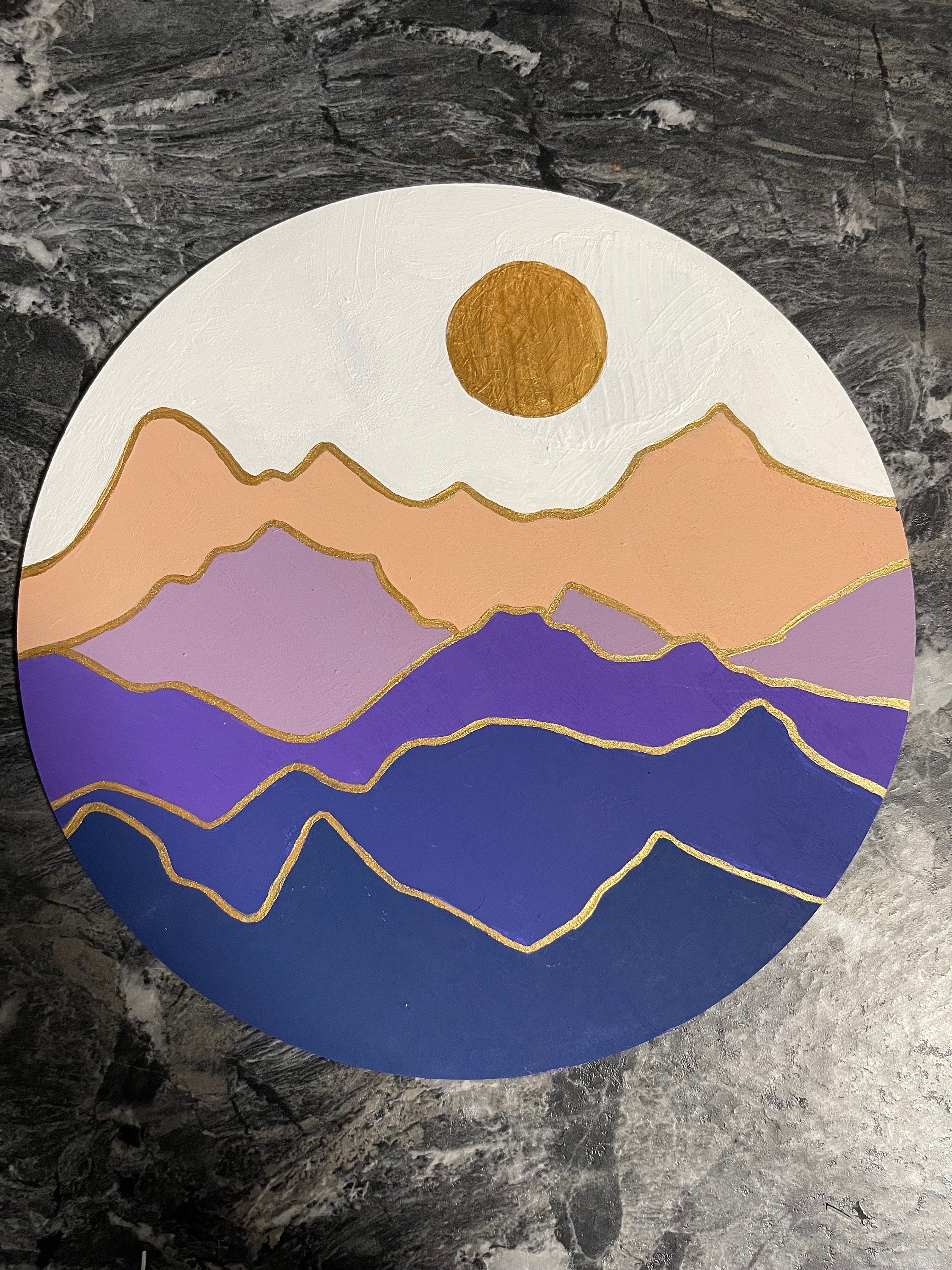 LAVENDER HAZE Wood Stained Glass Paint by Number Kit, DIY Craft Kit,craft Kit, Mountain Decor