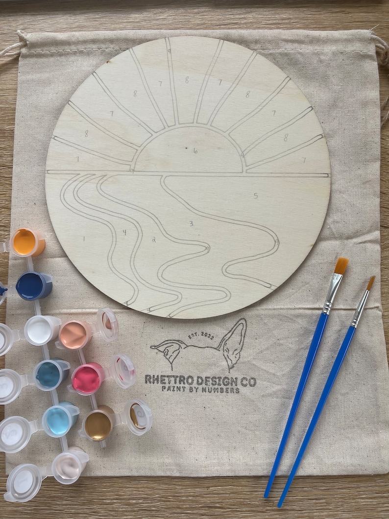 BEACH POP ART Wood Stained Glass Paint by Number Kit Diy Etsy