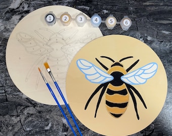 Honey Bee Wood Paint by Number Kit: DIY Wall Art Craft