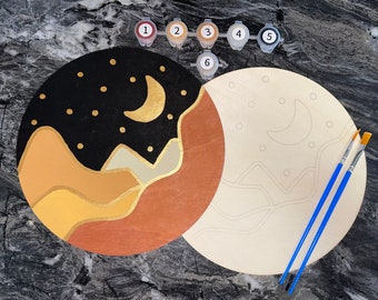 Desert Sands Paint by Number Kit: Bohemian Wood Art, Night Sky
