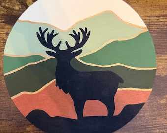MOUNTAIN DEER paint by number, DIY Craft Kit, mountain decor, gifts for her, wall art, deer hunting craft, outdoorsman, fall craft, antlers