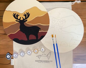 Auburn Deer Paint by Number Kit: Wood Stained Glass DIY Craft
