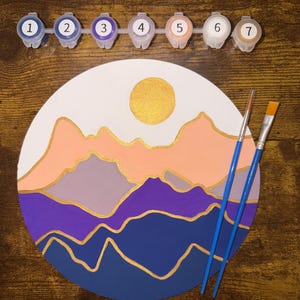Lavender Haze Wood Paint by Number Kit: Mountain Decor DIY Craft Bild 2