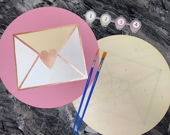 Love Letter Paint by Number Kit: 8-inch Wood Valentines Craft