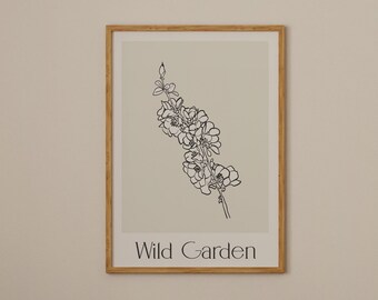 Wild Garden Collection, Minimalist Flower Wall Art, Home Decor | Print & Digital Download