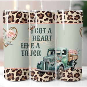 I Got A Heart Like A Truck Wilson 20oz Stainless Steel Insulated Straight Tumbler w/straw