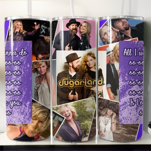 Sugarland/Jennifer Nettles Collage Seamless 20oz Skinny Straight Tumbler Wrap/ PNG Digital Print/ Sublimation