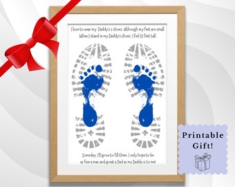 Vaderdag voetafdruk cadeau voor papa, voetafdruk kunst ambacht, gedicht print kaart, gelukkige vaderdag, gelukkige verjaardag papa gedicht jongen papa cadeau van zoon