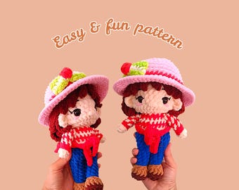 Crochet doll pattern/ strawbery doll crochet pattern/ shortcake doll crochet pattern/ low sew crochet pattern/ E.N.G.L.I.S.H PDF