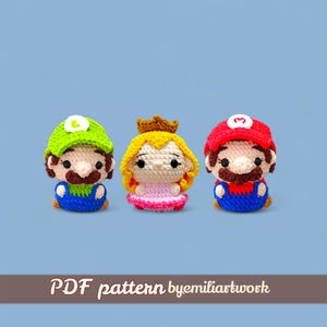 Einfach gehäkelte Kuscheltiere / super Mario Häkelanleitung / Luigi Häkelanleitung / Prinzessinnen Häkelanleitung/ ENG PDF