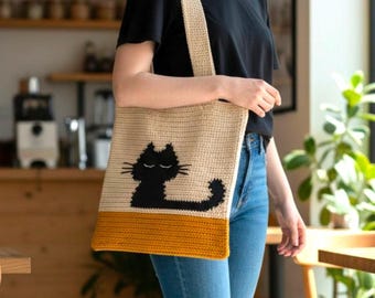 かぎ針編みののんびり猫トートバッグのパターン（PDFダウンロード）