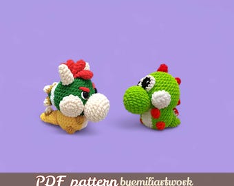Yoshi & Bowser Crochet Pattern, Easy Plushies (PDF Pattern)