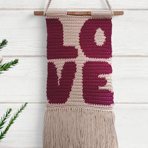 Wall hanging crochet pattern, Love wall hanging crochet pattern, tapestry crochet wall hanging