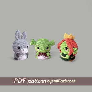 Crochet Plushies Pattern: Shrek, Fiona, Donkey (PDF)
