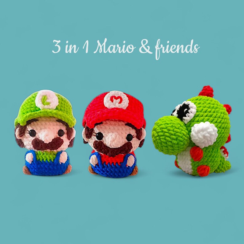 Mario Plush Crochet Pattern: Luigi, Yoshi (PDF Pattern) - Etsy