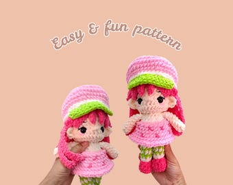 Crochet doll pattern/ strawbery doll crochet pattern/ shortcake doll crochet pattern/ low sew crochet pattern/ E.N.G.L.I.S.H PDF