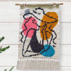 Wall hanging crochet pattern, Pretty woman wall hanging crochet pattern, tapestry crochet wall hanging