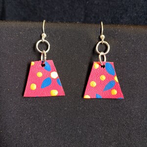 Red and blue floral earrings