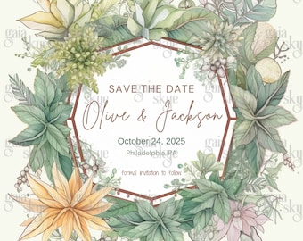 Pastel Floral Save the Date: Boho Chic Wedding Invitation (Editable Template)