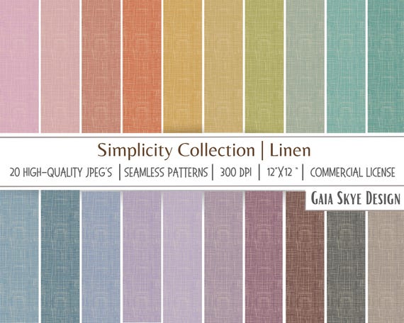 Linen Texture Digital Paper: 20 Muted Gingham Patterns (12x12, 300 DPI)