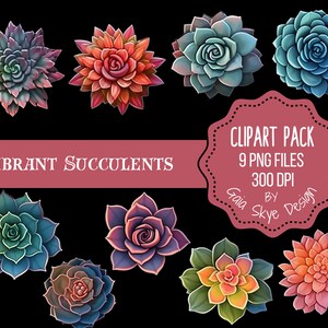 Vibrant Succulent Clipart - PNG Digital Download - Instant Download