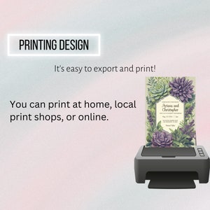 Elegant Editable Invitation with Hand-drawn Succulent Border, in Muted Green & Purple Tones, Any Occasion image 7