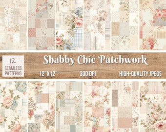 Shabby Chic Floral Patchwork: Seamless Scrapbook Paper (Digital Download)