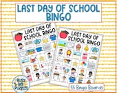 Last Day of School Bingo Game - 35 Unique Cards - Differentiated Calling Cards - Elementary End of the Year Activity - Last Weeks of School
