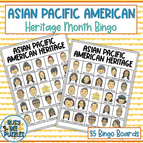 Asian Pacific American Heritage Month AAPI Bingo Game - Differentiated Sets of Calling Cards - Middle School Social Studies History Activity